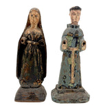Holy Companions, Sweet Pair of Antique Carved Santos Figures