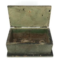 Satisfying and Sturdy Old Handmade Hinged Box in Green Paint