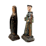 Holy Companions, Sweet Pair of Antique Carved Santos Figures