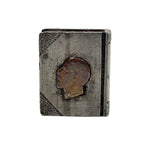 SOLD Wonderful Miniature British Trench Art Steel Book with Pique Star and Portrait, 1940