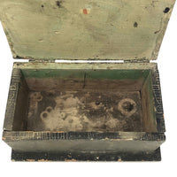 Satisfying and Sturdy Old Handmade Hinged Box in Green Paint