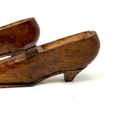 Great Old Carved, Varnished Pair of Pointy Toed, Kitten Heeled Wooden Shoes
