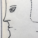 Edwin Kosarek 1950 Ink Portrait of Woman With Long Hair