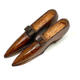 Great Old Carved, Varnished Pair of Pointy Toed, Kitten Heeled Wooden Shoes