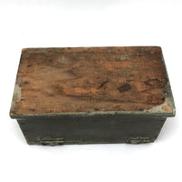 Satisfying and Sturdy Old Handmade Hinged Box in Green Paint