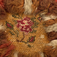Early 19th Century American Homespun Wool Embroidery Candle Mat