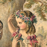 Hair Wreaths and Ruffles Everywhere, Very Finely Painted C. 1850s Watercolor on Card
