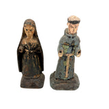 Holy Companions, Sweet Pair of Antique Carved Santos Figures