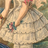 Hair Wreaths and Ruffles Everywhere, Very Finely Painted C. 1850s Watercolor on Card