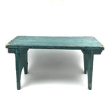 Old Handmade Stool with Great Lines in Glorious Original Blue Paint