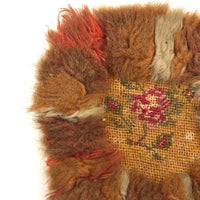 Early 19th Century American Homespun Wool Embroidery Candle Mat