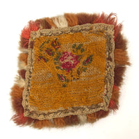 Early 19th Century American Homespun Wool Embroidery Candle Mat