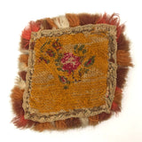 Early 19th Century American Homespun Wool Embroidery Candle Mat