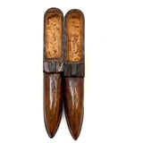 Great Old Carved, Varnished Pair of Pointy Toed, Kitten Heeled Wooden Shoes