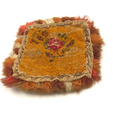 Early 19th Century American Homespun Wool Embroidery Candle Mat