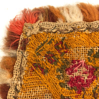 Early 19th Century American Homespun Wool Embroidery Candle Mat