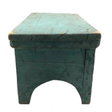 Old Handmade Stool with Great Lines in Glorious Original Blue Paint