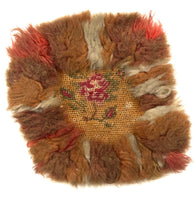 Early 19th Century American Homespun Wool Embroidery Candle Mat