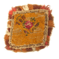 Early 19th Century American Homespun Wool Embroidery Candle Mat