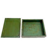 Sweet c. 1930s-40s Hand-painted Folk Art Wooden Box with White House, Many Flowers, and Smoking Chimney