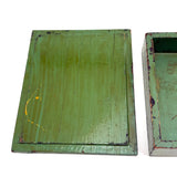 Sweet c. 1930s-40s Hand-painted Folk Art Wooden Box with White House, Many Flowers, and Smoking Chimney