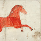Red Horse, Wonderful 19th Century Watercolor on Wove in Old Gold Painted Wooden Frame as Found