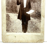 Intense Preacher with Bible and Raised Hand, Antique Cabinet Card Photo