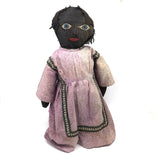 Tender Antique Black Bottle Doll with Huge Blue Eyes
