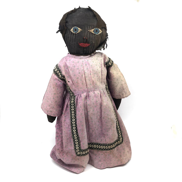 Tender Antique Black Bottle Doll with Huge Blue Eyes