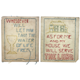 Unusual Pair of Religious Punch Paper Yarn Drawings