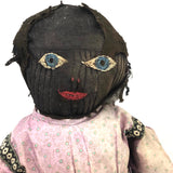 Tender Antique Black Bottle Doll with Huge Blue Eyes
