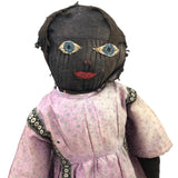 Tender Antique Black Bottle Doll with Huge Blue Eyes
