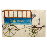 Charming c. 1875 Folk Art Watercolor of Horse-Drawn Omnibus: Kenmore