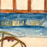 Charming c. 1875 Folk Art Watercolor of Horse-Drawn Omnibus: Kenmore