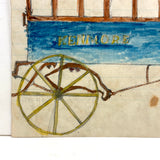 Charming c. 1875 Folk Art Watercolor of Horse-Drawn Omnibus: Kenmore