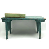 Old Handmade Stool with Great Lines in Glorious Original Blue Paint