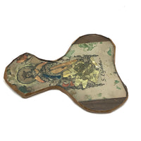Old Foil Decorated Folk Art St. Elizabeth Icon, Under Glass with Wooden Back