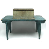 Old Handmade Stool with Great Lines in Glorious Original Blue Paint