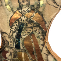 Old Foil Decorated Folk Art St. Elizabeth Icon, Under Glass with Wooden Back