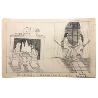 Benedict, Basil, Gabriel and Evangline, Fabulous 1897 Folk Art Graphite Drawing