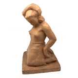 WPA Style Terra Cotta Unsigned Kneeling Nude