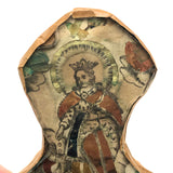 Old Foil Decorated Folk Art St. Elizabeth Icon, Under Glass with Wooden Back