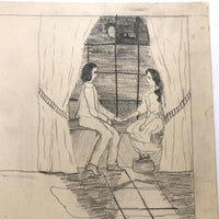 Benedict, Basil, Gabriel and Evangline, Fabulous 1897 Folk Art Graphite Drawing