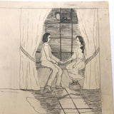 Benedict, Basil, Gabriel and Evangline, Fabulous 1897 Folk Art Graphite Drawing