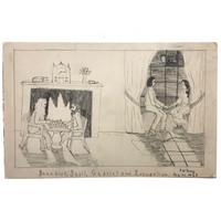 Benedict, Basil, Gabriel and Evangline, Fabulous 1897 Folk Art Graphite Drawing