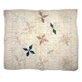 Subtle Beauty, Intensively Hand-Quilted Antique Doll Quilt with Eight Point Stars