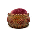 Impossibly Fine, Beautiful Condition Antique Mi'kmaq Curlicue Basketry Pin Cushion
