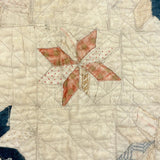 Subtle Beauty, Intensively Hand-Quilted Antique Doll Quilt with Eight Point Stars