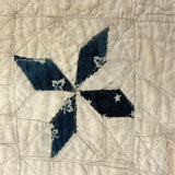 Subtle Beauty, Intensively Hand-Quilted Antique Doll Quilt with Eight Point Stars