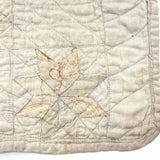 Subtle Beauty, Intensively Hand-Quilted Antique Doll Quilt with Eight Point Stars